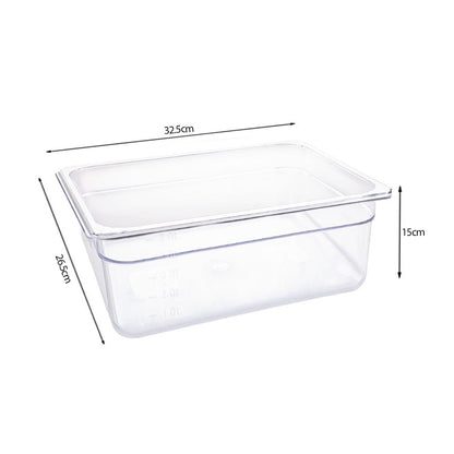 SOGA 150mm Clear Gastronorm GN Pan 1/2 Food Tray Storage with Lid