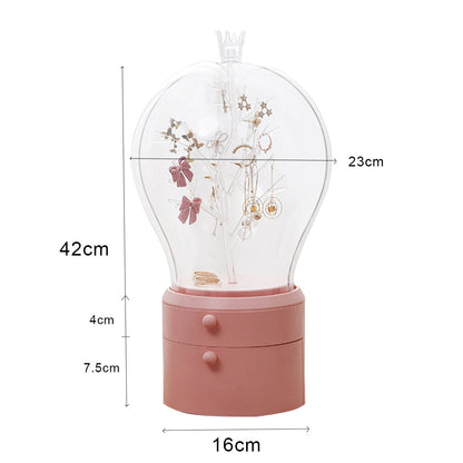 SOGA Pink 360 Degree Rotating LED Light 2 Layered Jewelry Storage Box Waterproof Dustproof Accessories Organiser