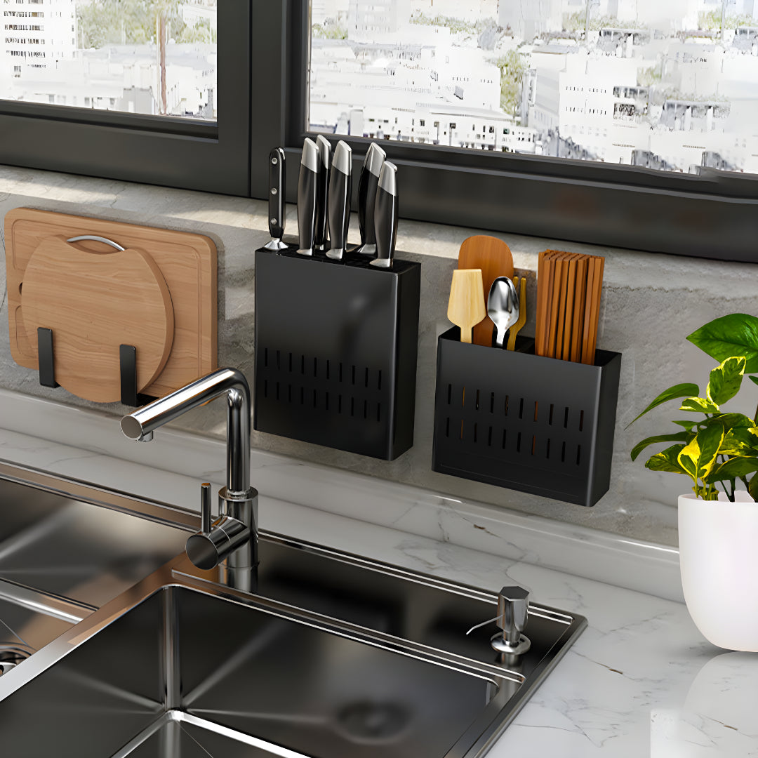 SOGA Wall Mounted Kitchen Knife Storage Rack Space-Saving Organiser