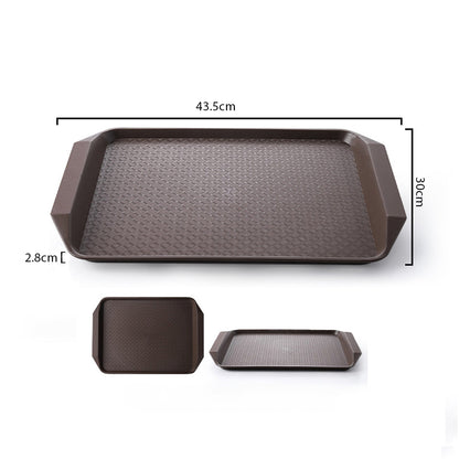 SOGA Rectangular Serving Tray Heavy Duty Waterproof Stackable Plastic Food Snack Pan Set of 10 Coffee