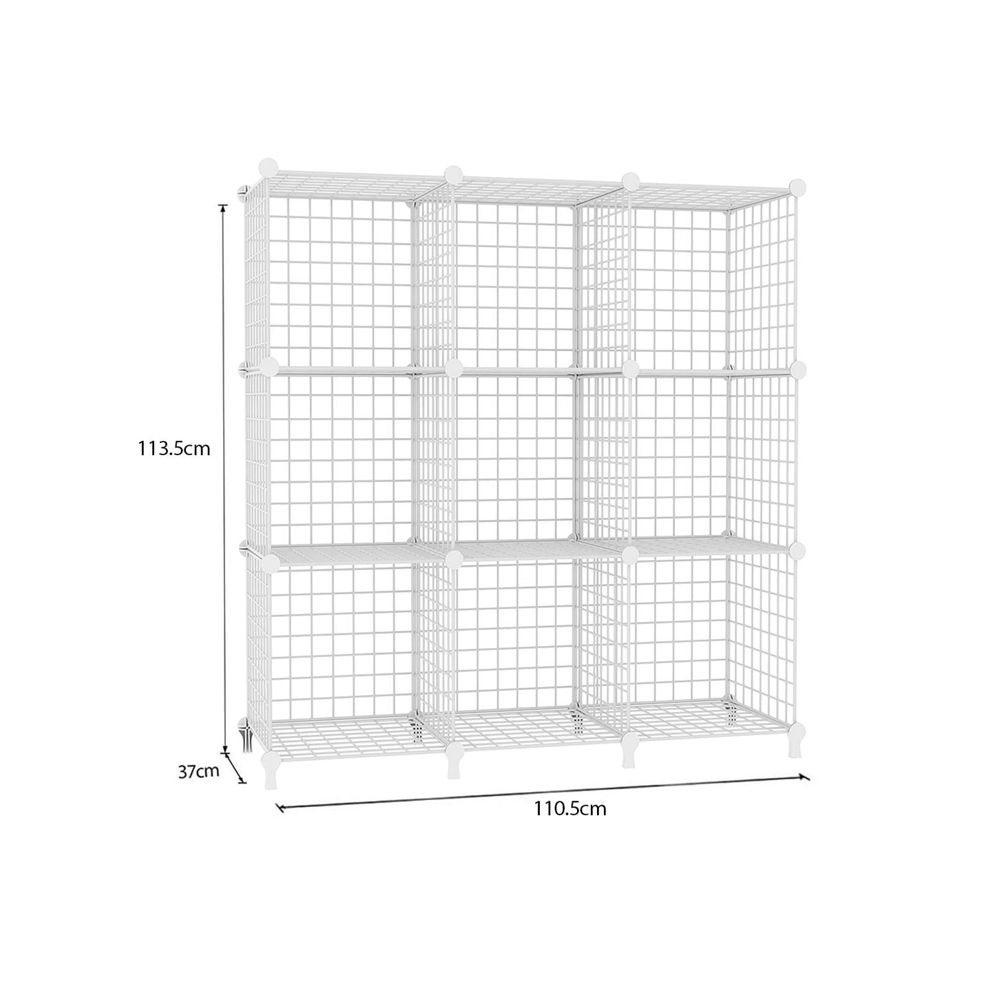 SOGA 2X White Portable 9-Cube 3 Column Storage Organiser Foldable DIY Modular Grid Space Saving Shelf