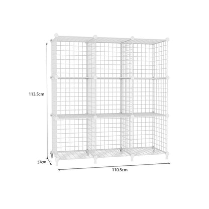 SOGA 2X White Portable 9-Cube 3 Column Storage Organiser Foldable DIY Modular Grid Space Saving Shelf