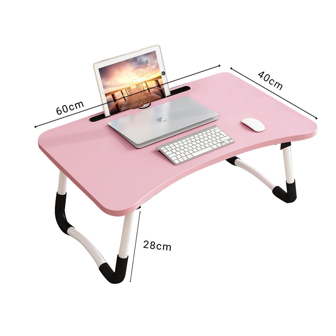 SOGA Pink Portable Bed Table Adjustable Foldable Bed Sofa Study Table Laptop Mini Desk with Notebook Stand Card Slot Holder Home Decor