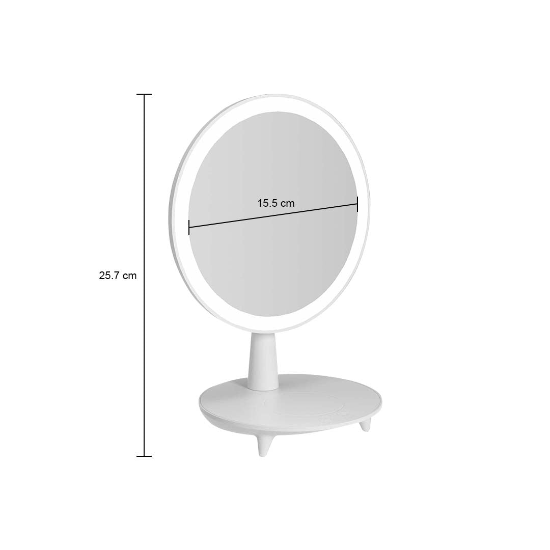 SOGA Round White Rechargeable LED Light Makeup Mirror Tabletop Vanity Home Decor