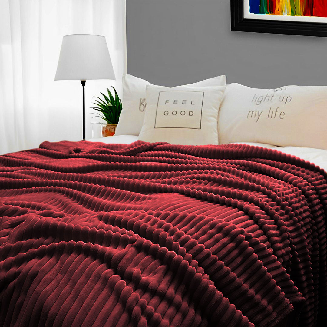 SOGA Throw Blanket Warm Cozy Striped Pattern Thin Flannel Coverlet Fleece Bed Sofa Comforter