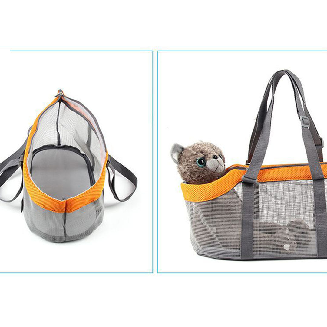 SOGA 2X Orange Pet Carrier Bag Breathable Net Mesh Tote Pouch Dog Cat Travel Essentials