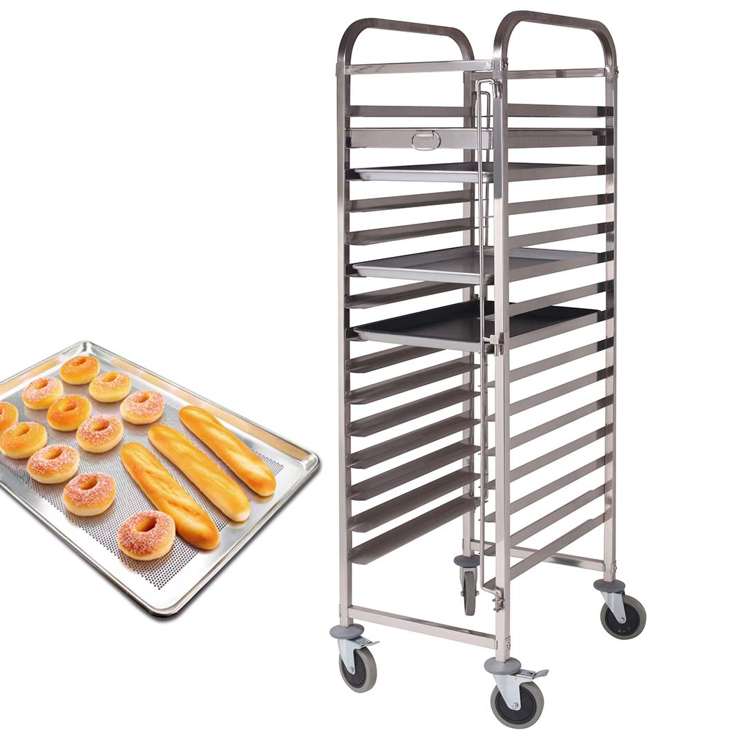 SOGA Gastronorm Trolley 16 Tier Stainless Steel Cake Bakery Trolley Suits 60*40cm Tray