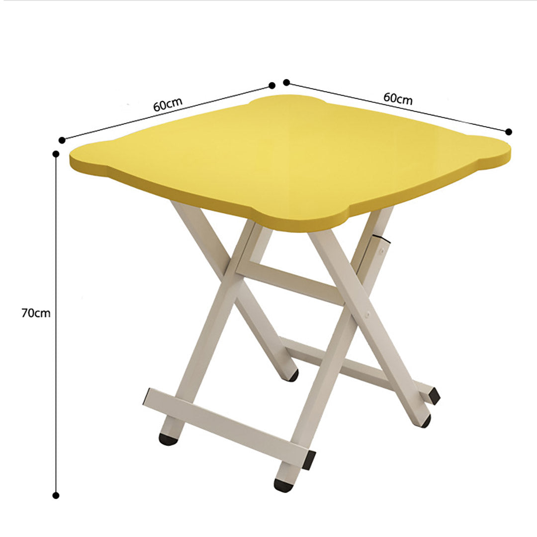 SOGA Yellow Minimalist Cat Ear Folding Table Indoor Outdoor Portable Stall Desk Home Decor