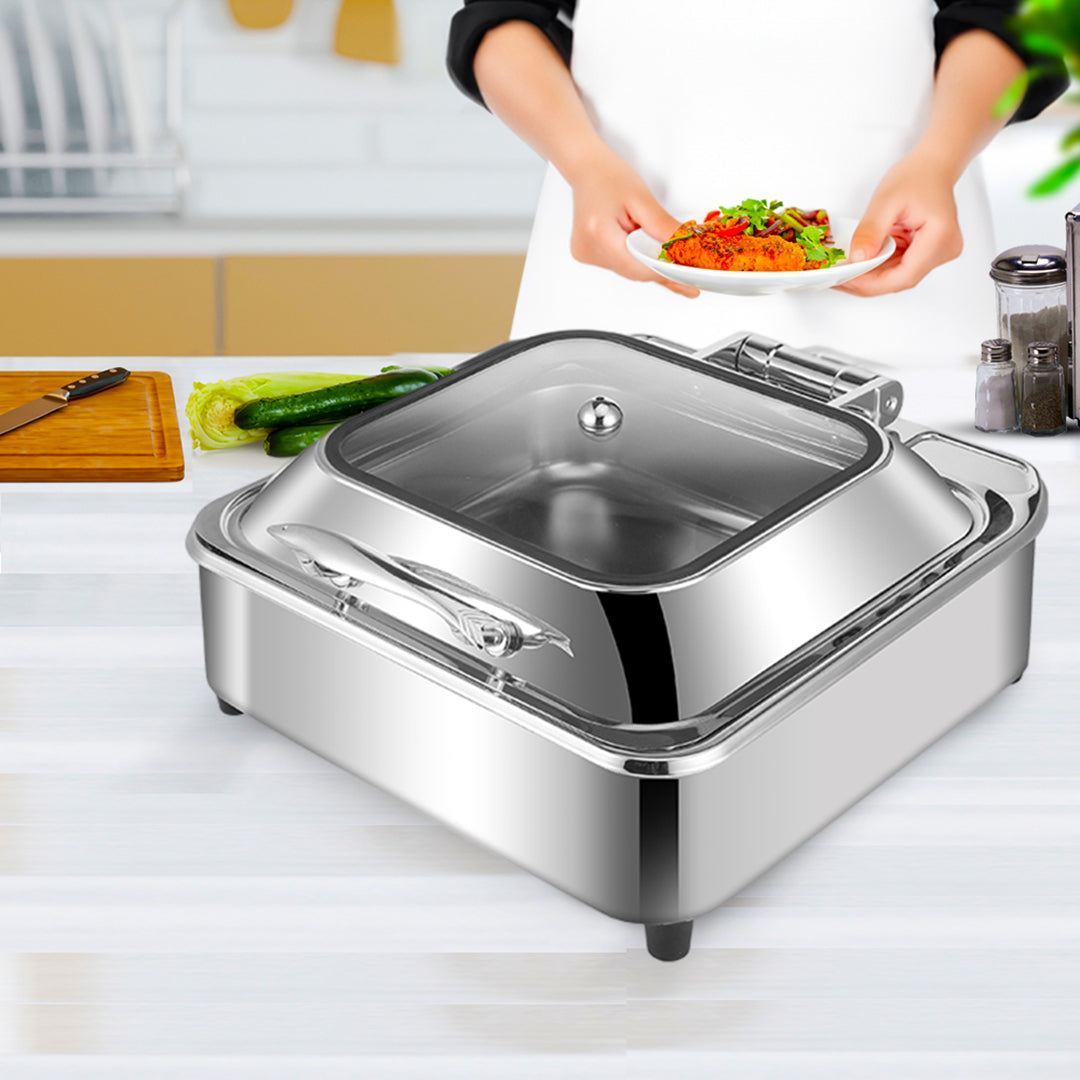 SOGA Stainless Steel Square Chafing Dish Tray Buffet Cater Food Warmer Chafer with Top Lid