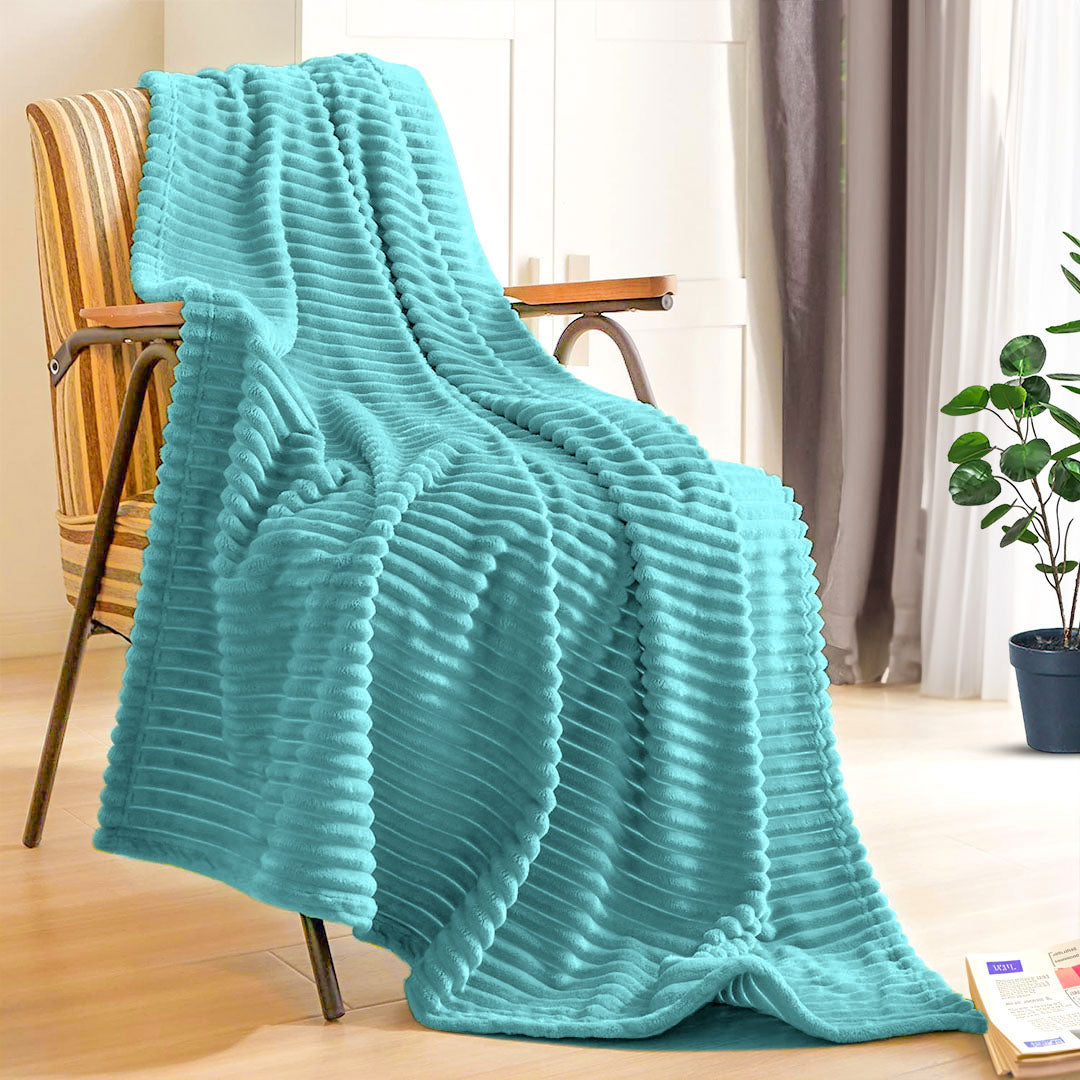 SOGA Throw Blanket Warm Cozy Striped Pattern Thin Flannel Coverlet Fleece Bed Sofa Comforter