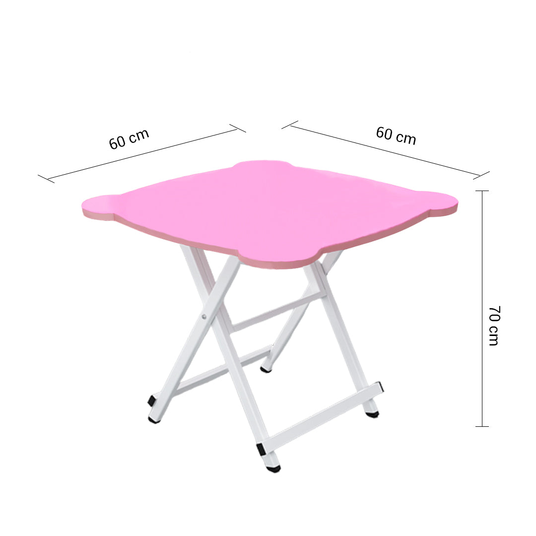 SOGA Pink Minimalist Cat Ear Folding Table Indoor Outdoor Portable Stall Desk Home Decor