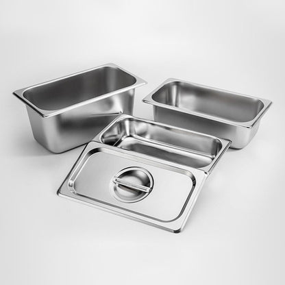 SOGA Gastronorm GN Pan Full Size 1/3 GN Pan 15cm Deep Stainless Steel Tray With Lid