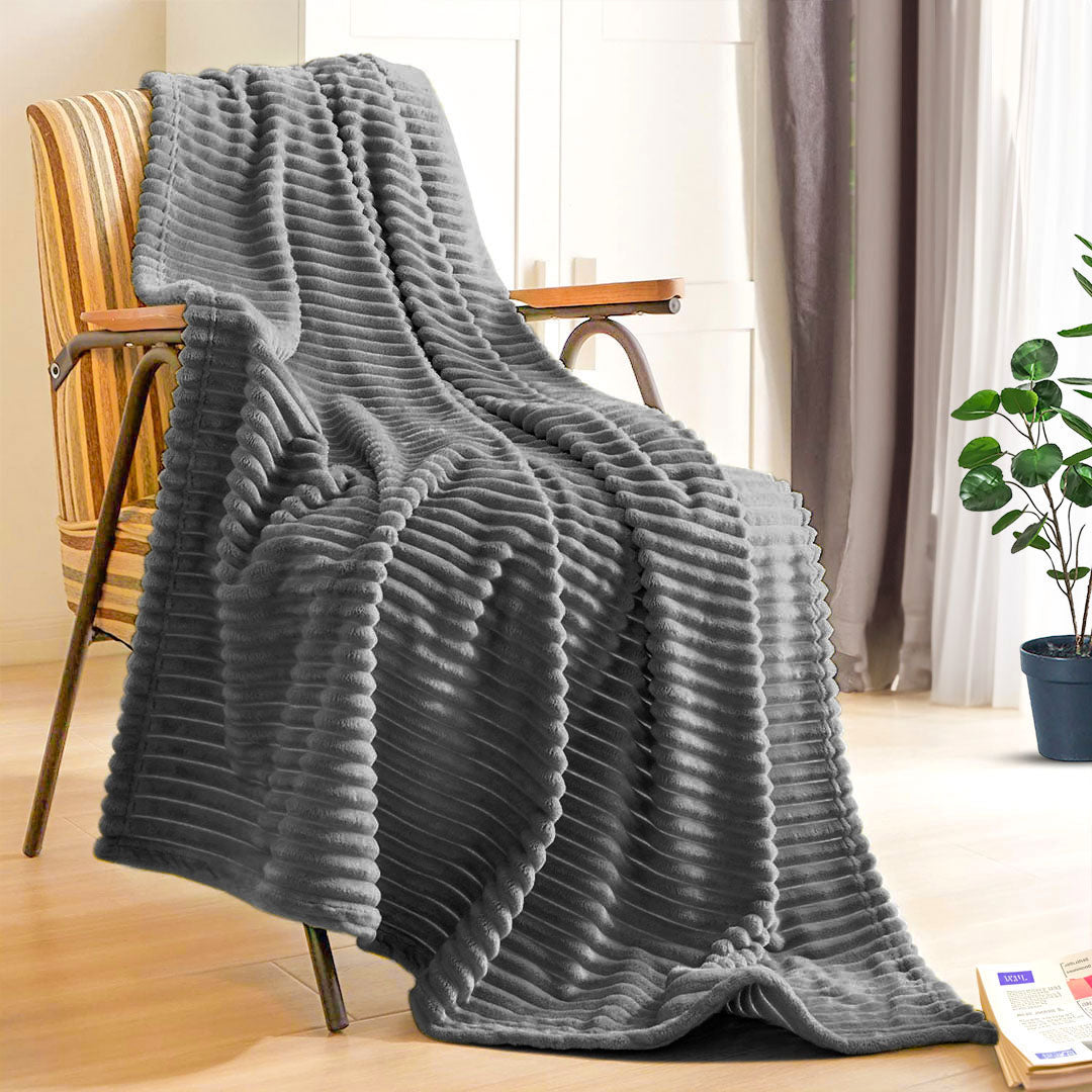 SOGA Throw Blanket Warm Cozy Striped Pattern Thin Flannel Coverlet Fleece Bed Sofa Comforter