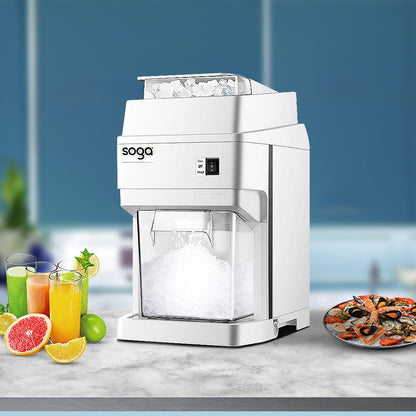 SOGA 300 Watts Electric Ice Shaver Crusher Slicer Snow Cone Maker Commercial Tabletop Machine 120kgs/h White