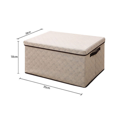 SOGA Small Beige Non-Woven Diamond Quilt Grid Fabric Storage/ Organizer Box