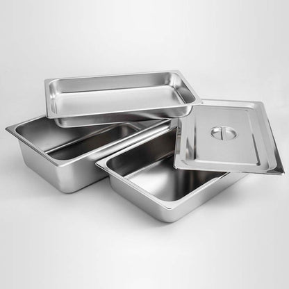 SOGA 4X Gastronorm GN Pan Full Size 1/1 GN Pan 2cm Deep Stainless Steel Tray With Lid