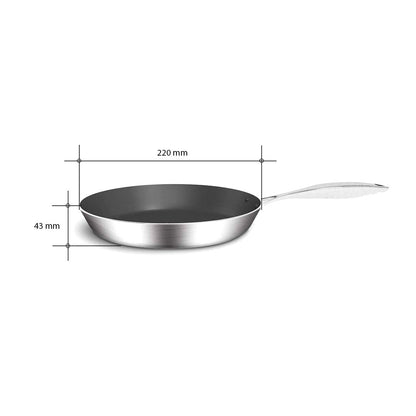 SOGA Stainless Steel Fry Pan 22cm Frying Pan Induction FryPan Non Stick Interior