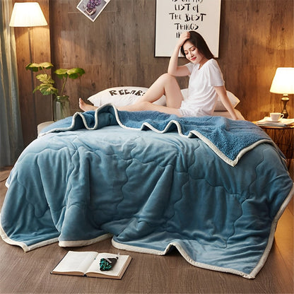 SOGA Lake Blue Throw Blanket Warm Cozy Double Sided Thick Flannel Coverlet Fleece Bed Sofa Comforter