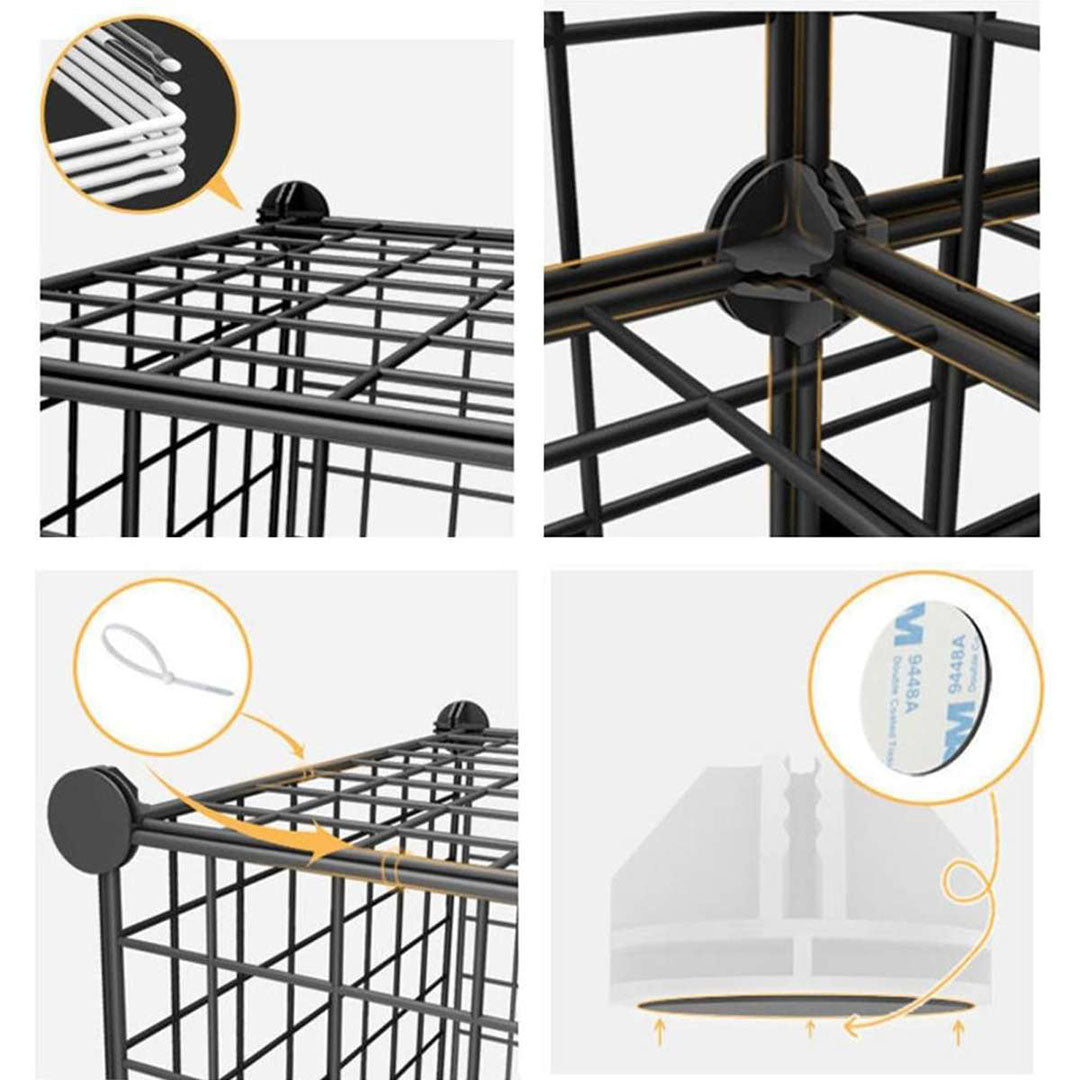 SOGA Black Portable 6-Cube 3 Column Storage Organiser Foldable DIY Modular Grid Space Saving Shelf