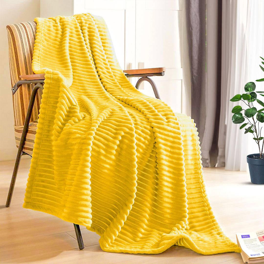 SOGA Throw Blanket Warm Cozy Striped Pattern Thin Flannel Coverlet Fleece Bed Sofa Comforter