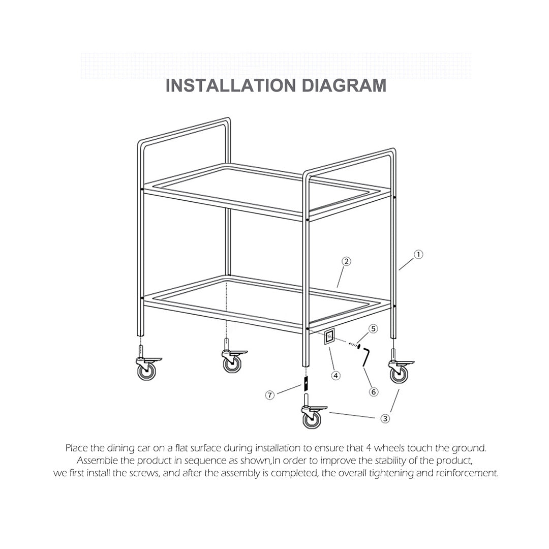 SOGA 2X 2 Tier 75x40x83cm Stainless Steel Kitchen Trolley Bowl Collect Service Food Cart Small