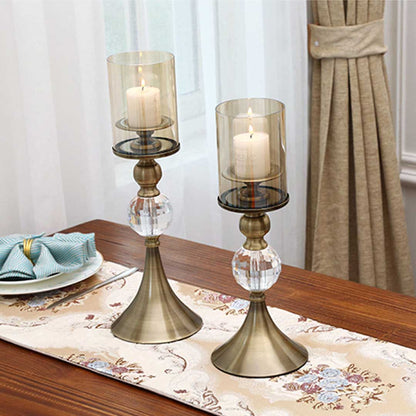 SOGA 2X 43cm Glass Candle Holder Candle Stand Glass/Metal