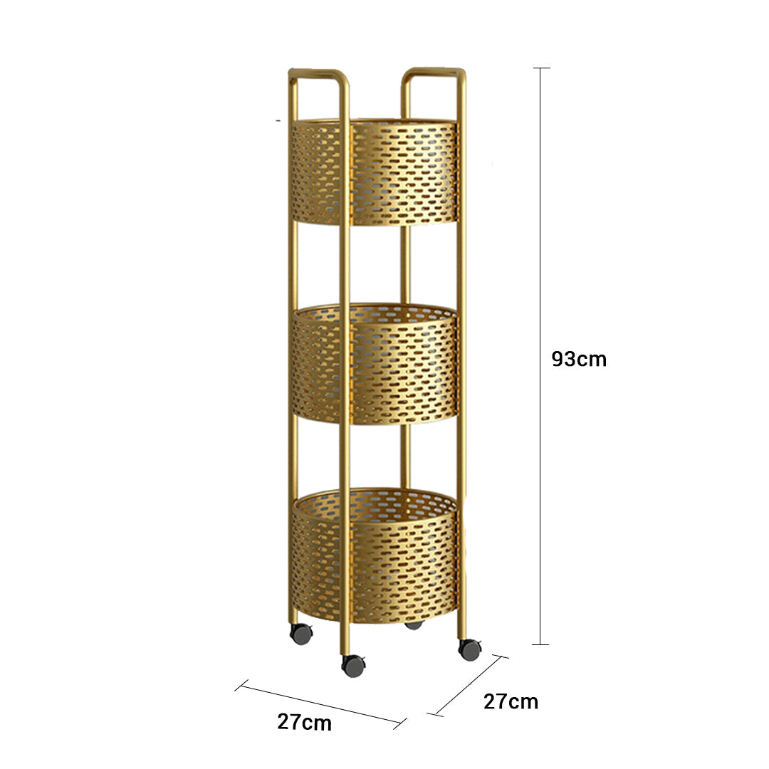 SOGA X2 3 Tier Bathroom Shelf Multifunctional Storage Display Rack Organiser with wheels