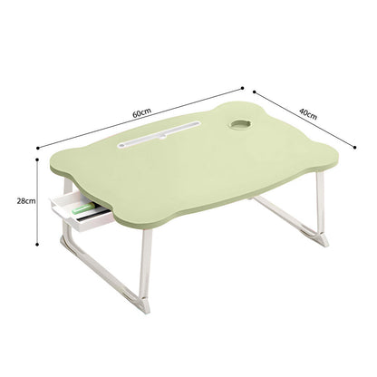 SOGA Green Portable Bed Table Adjustable Folding Mini Desk With Mini Drawer and Cup-Holder Home Decor