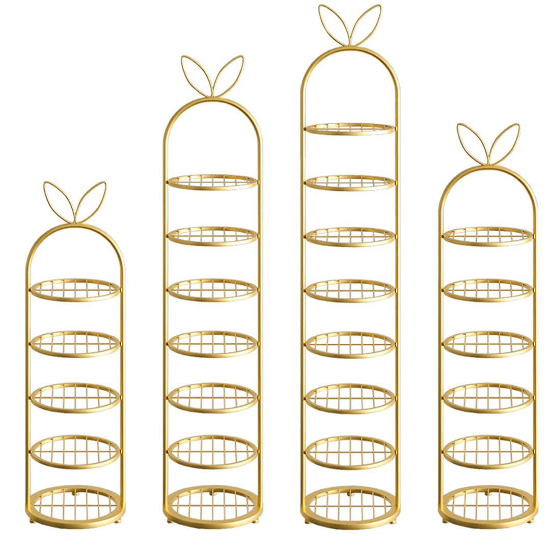 SOGA 6 Tier Bunny Ears Shape Gold Plated Metal Shoe Organizer Space Saving Portable Footwear Storage Shelf