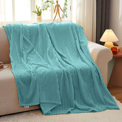 SOGA Throw Blanket Warm Cozy Striped Pattern Thin Flannel Coverlet Fleece Bed Sofa Comforter