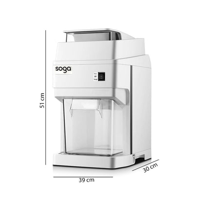 SOGA 300 Watts Electric Ice Shaver Crusher Slicer Snow Cone Maker Commercial Tabletop Machine 120kgs/h White