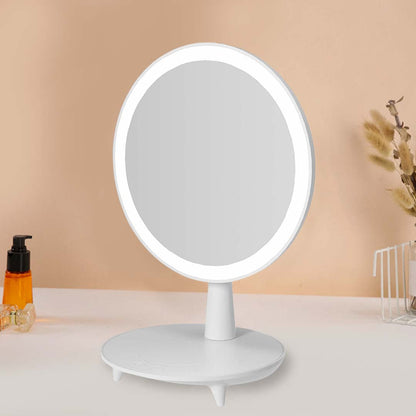 SOGA Round White Rechargeable LED Light Makeup Mirror Tabletop Vanity Home Decor