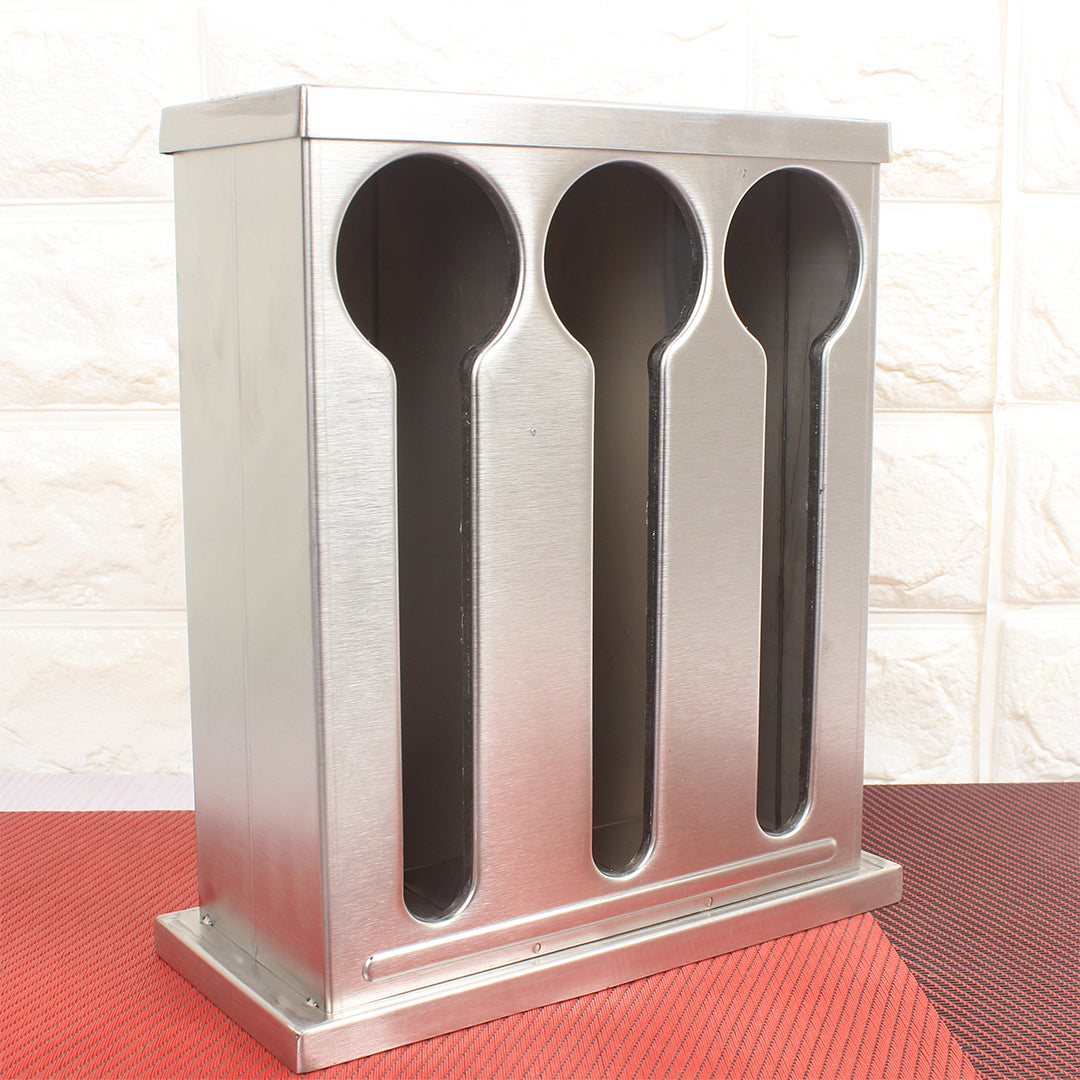 SOGA Stainless Steel Buffet Restaurant Spoon Utensil Holder Storage Rack 3 Holes