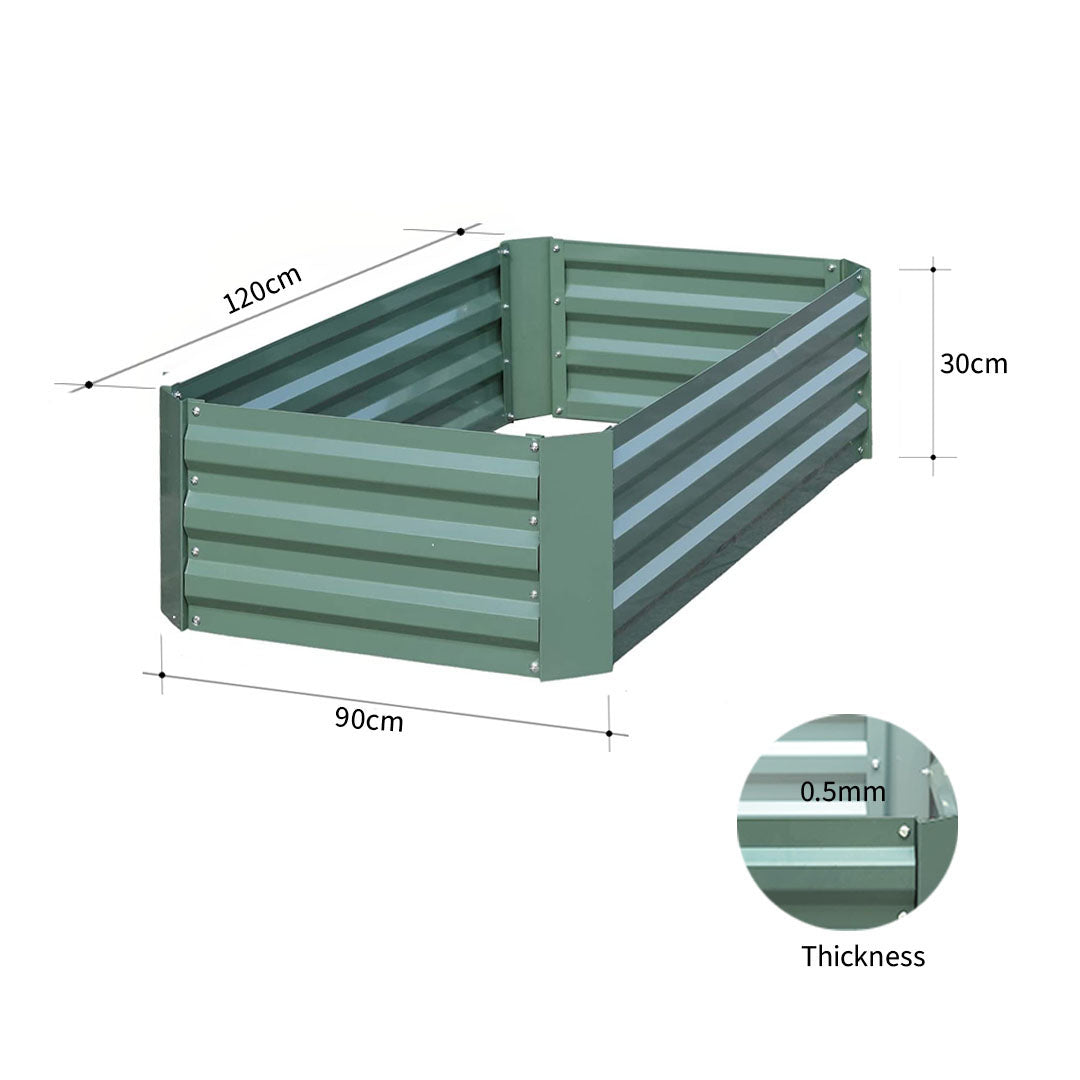 SOGA 2X 120X90cm Rectangle Galvanised Raised Garden Bed Vegetable Herb Flower Outdoor Planter Box