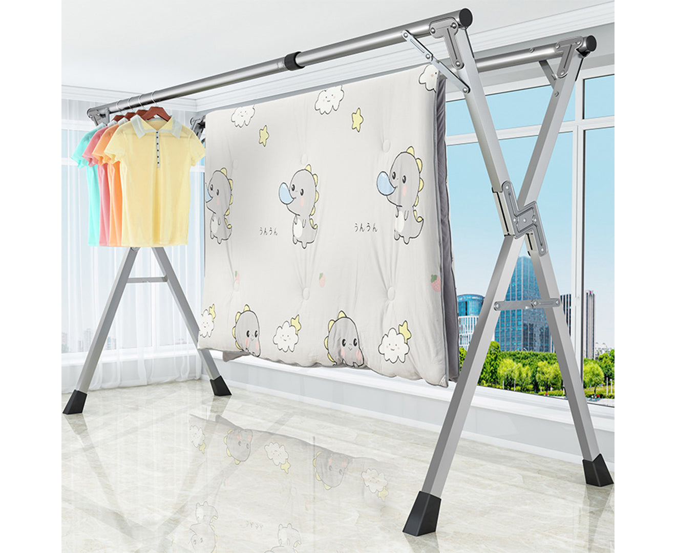 SOGA 1.6m Portable Standing Clothes Drying Rack Foldable Space-Saving Laundry Holder Indoor Outdoor