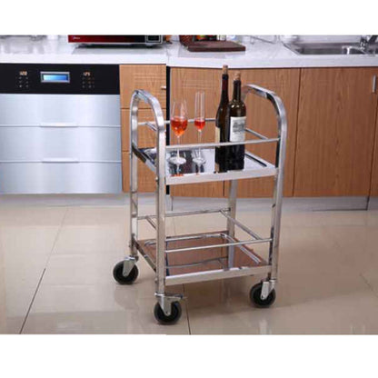 SOGA 2 Tier 500x500x950 Stainless Steel Square Tube Drink Wine Food Utility Cart