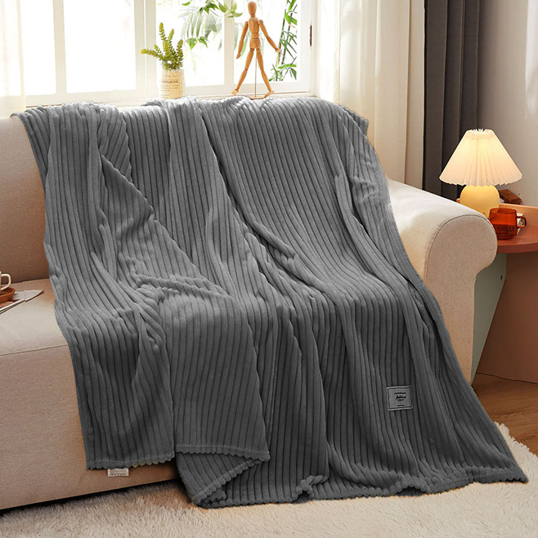 SOGA Throw Blanket Warm Cozy Striped Pattern Thin Flannel Coverlet Fleece Bed Sofa Comforter