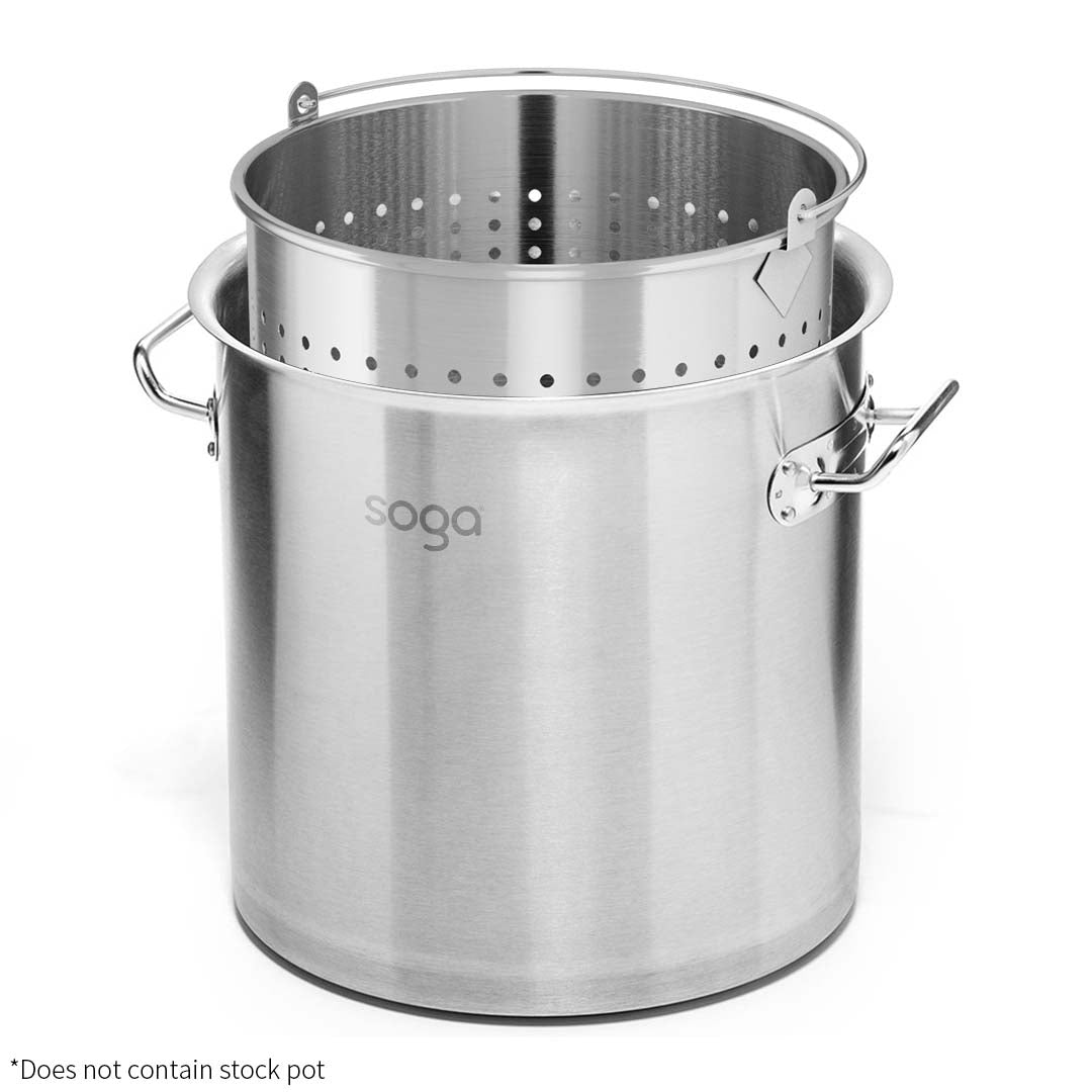 SOGA 12L 18/10 Stainless Steel Perforated Stockpot Basket Pasta Strainer with Handle