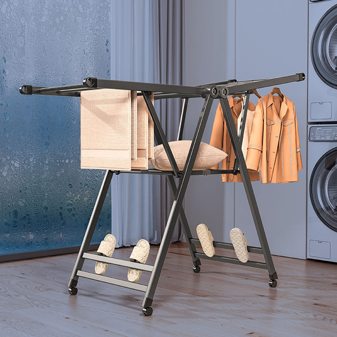 SOGA 2X 1.6m Portable Wing Shape Clothes Drying Rack Foldable Space-Saving Laundry Holder