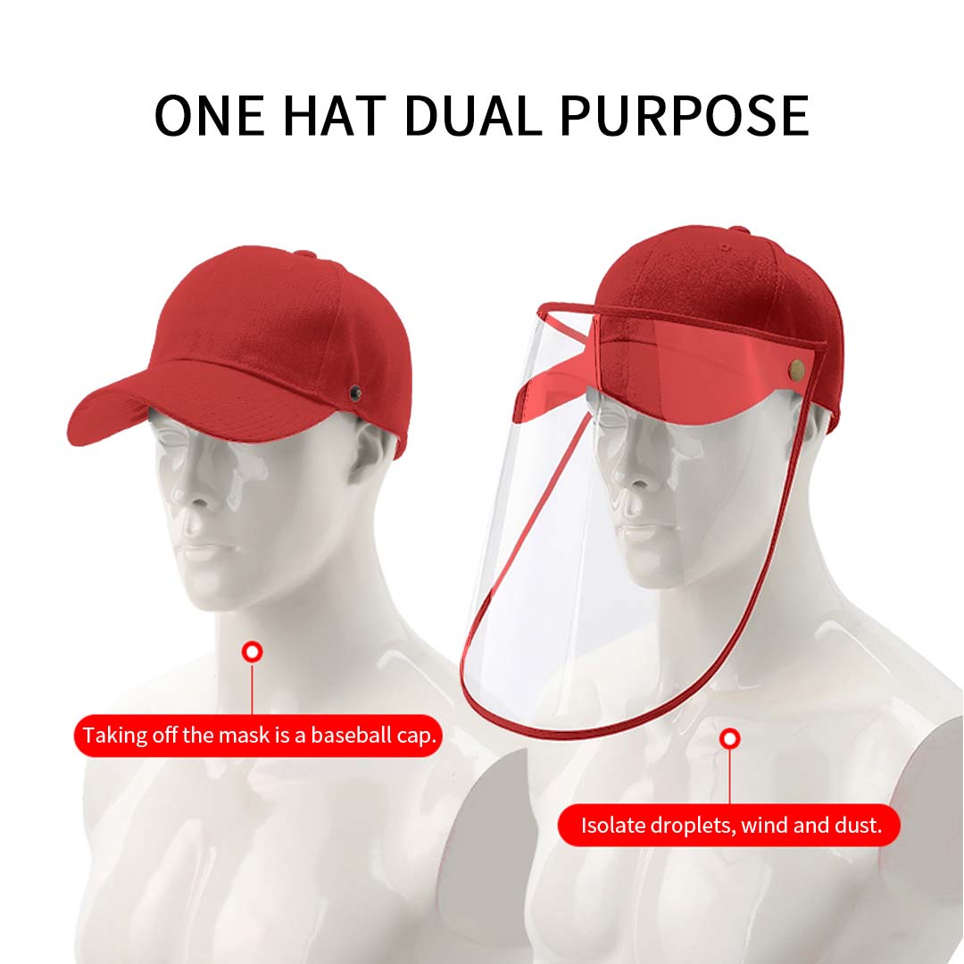 2X Outdoor Protection Hat Anti-Fog Pollution Dust Protective Cap Full Face HD Shield Cover Kids Red