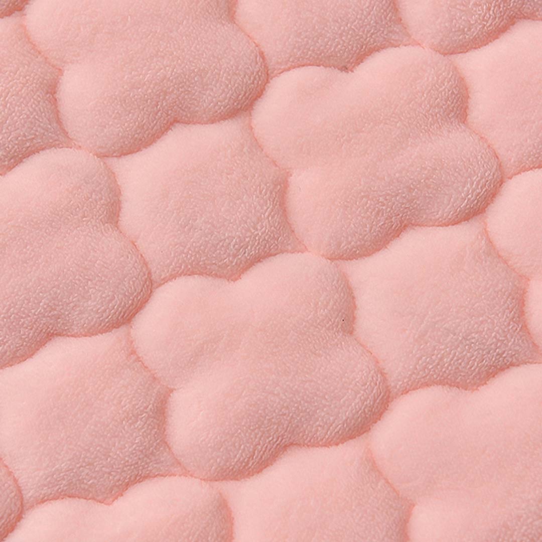 SOGA Pink 153cm Wide Mattress Cover Thick Quilted Fleece Stretchable Clover Design Bed Spread Sheet Protector with Pillow Covers