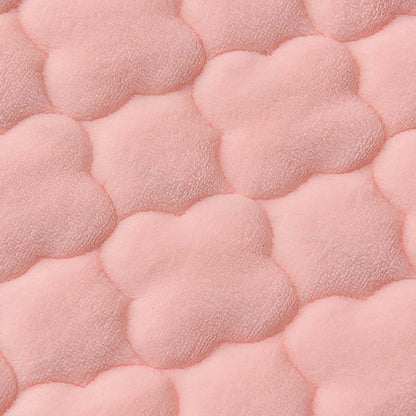 SOGA Pink 153cm Wide Mattress Cover Thick Quilted Fleece Stretchable Clover Design Bed Spread Sheet Protector with Pillow Covers