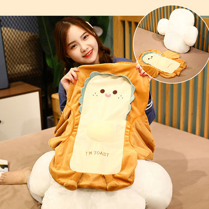 SOGA 48cm Cute Face Toast Bread Cushion Stuffed Car Seat Plush Cartoon Back Support Pillow Home Decor