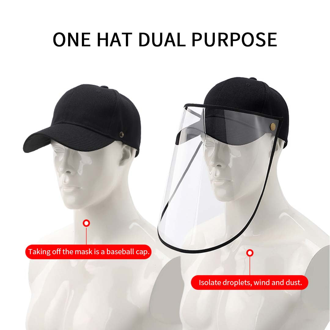 10X Outdoor Protection Hat Anti-Fog Pollution Dust Saliva Protective Cap Full Face HD Shield Cover Adult Black/White