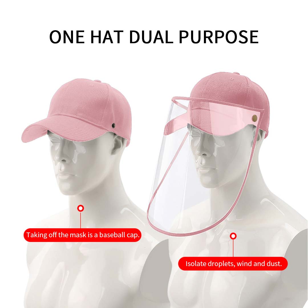 2X Outdoor Protection Hat Anti-Fog Pollution Dust Protective Cap Full Face HD Shield Cover Kids Pink