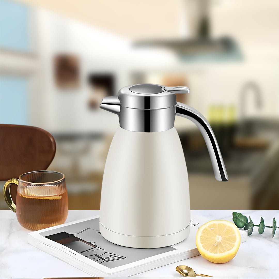 SOGA 1.8L Stainless Steel Kettle Insulated Vacuum Flask Water Coffee Jug Thermal White