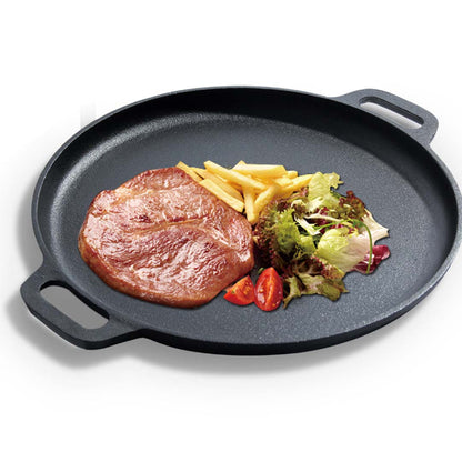 SOGA Cast Iron 35cm Frying Pan Skillet Coating Steak Sizzle Platter