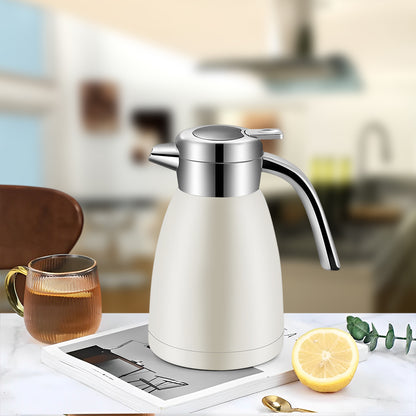 SOGA 2.2L Stainless Steel Kettle Insulated Vacuum Flask Water Coffee Jug Thermal White