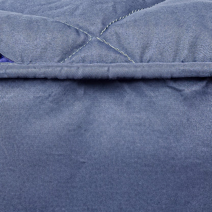 SOGA Blue 183cm Wide Cross-Hatch Mattress Cover Thick Quilted Stretchable Bed Spread Sheet Protector with Pillow Covers