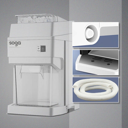 SOGA 300 Watts Electric Ice Shaver Crusher Slicer Snow Cone Maker Commercial Tabletop Machine 120kgs/h White